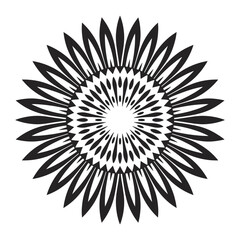 Abstract Circular Geometric Design Featuring Black and White Graphic Elements for Modern Art and Pattern Applications