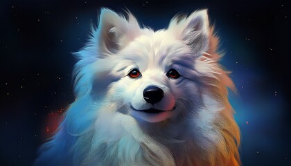 Obraz premium white fluffy dog ai generated