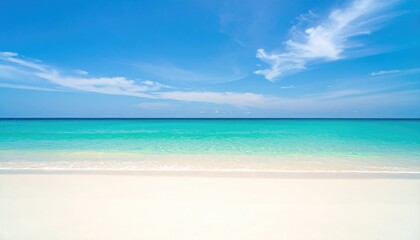 A serene beach scene with turquoise waters and clear blue skies above