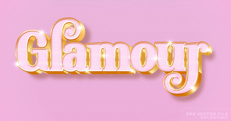 Pink glamour with golden 3d text effect style