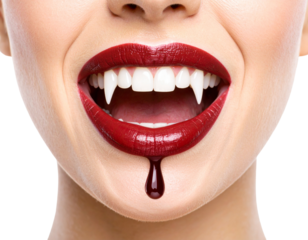 Vampire Lips with Blood Drip PNG