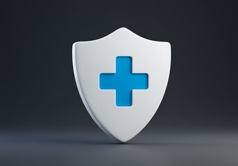 Obraz premium Medical Shield Symbolizing Health Protection and Safety with Blue Cross Representing Healthcare Solutions and Insurance Coverage Concepts