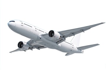 White jet airliner in flight against white