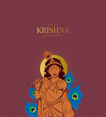 Shree Krishna Janmashtami festival vector banner design with Lord Shree Krishna vector illustration 