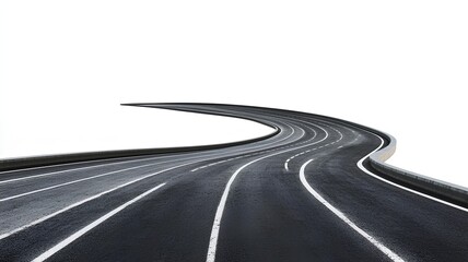 Obraz premium Asphalt road isolated on white background with clipping path