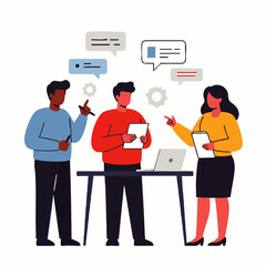 A diverse team of professionals engages in a productive business meeting, fostering collaboration and effective communication to achieve shared goals.