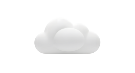 A stylized, fluffy white cloud symbol representing weather or cloud computing, isolated on a transparent background