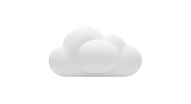 A stylized, fluffy white cloud symbol representing weather or cloud computing, isolated on a transparent background