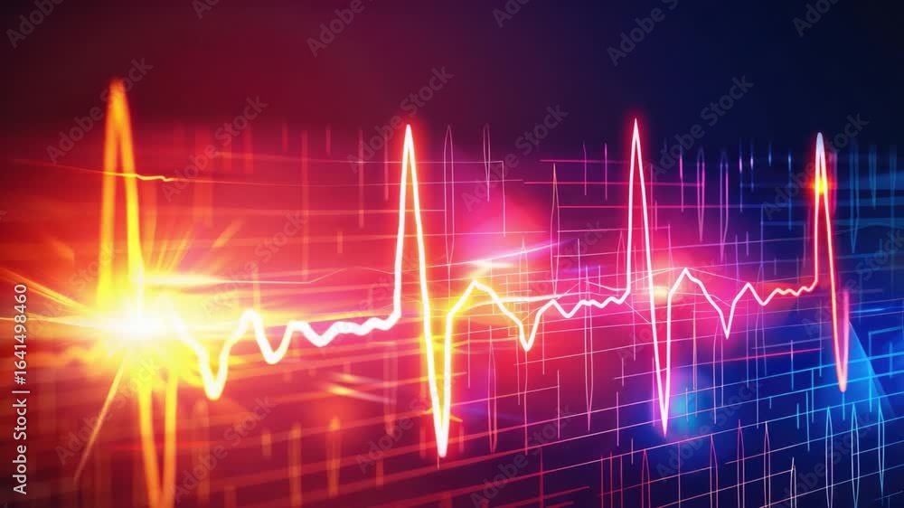 Aufkleber vibrant digital pulse waveform display with colorful visual effects for music and sound representati