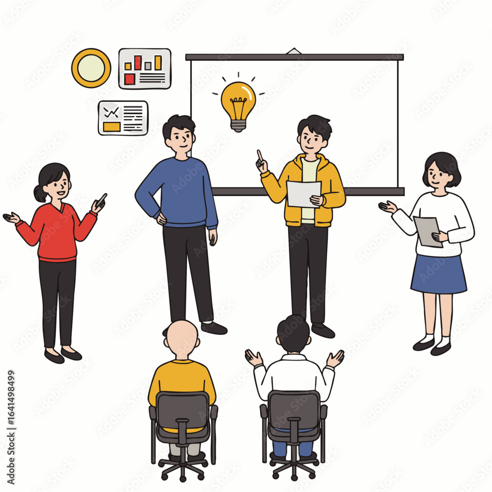 Aufkleber a diverse group of professionals actively participates in a dynamic brainstorming session, fostering