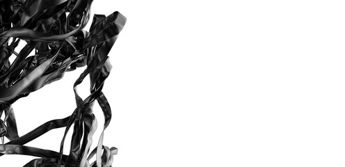 Stylish black ribbons flowing, abstract background. Perfect for modern designs.