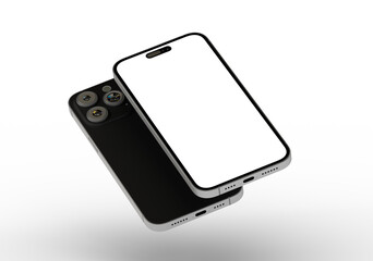 High-quality image of a black smartphone mockup with a blank screen, ideal for app presentations...