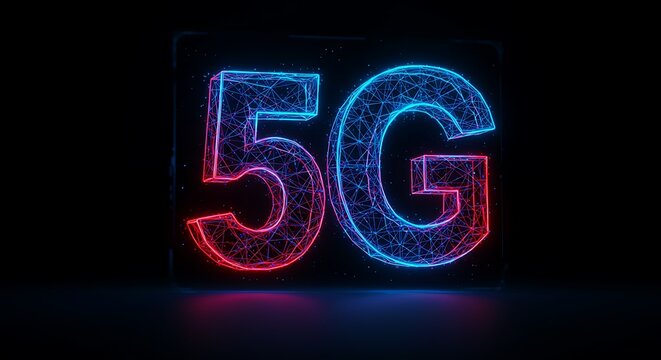 5G Network Technology - Neon Digital Illustration
