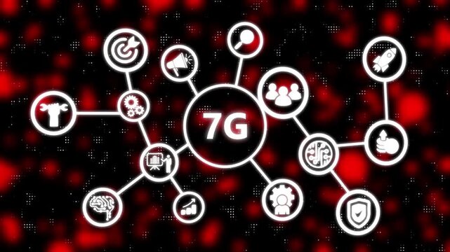 Internet, business, Technology and network concept. The concept of 7G network, high-speed mobile Internet, new generation networks. 3d animation video.