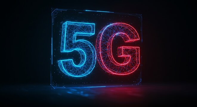 5G Network Technology - Glowing Digital Connection