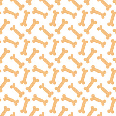 Seamless pattern with dog bone snack.

 Repeating background of pet food treat.