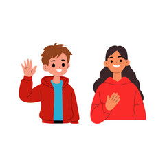 vector illustration of two people introducing themselves