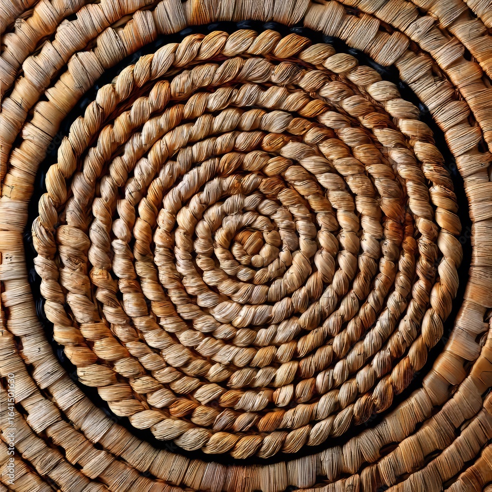 Poster intricate coiled basket weave pattern with circular symmetry for rustic home dcor and crafts