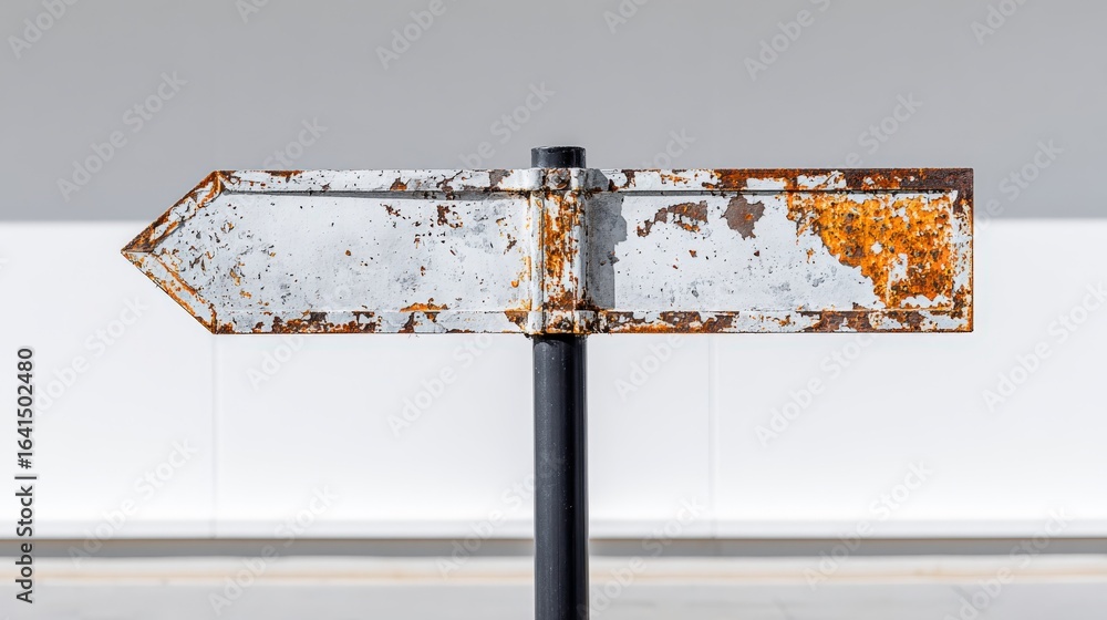 Poster Weathered Directional Sign: A Rustic Pointer with Vintage Charm and Character, Symbolizing Guidance and Choices