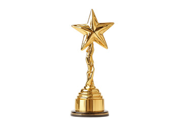 Golden star trophy isolated on transparent background