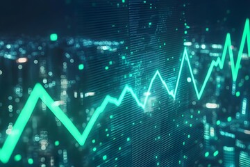 Investment portfolio dashboard, green upward trends, digital screen, concept of growing financial assets