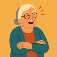 Illustration grandma laughing vector minimalism Vector illustration minimalism