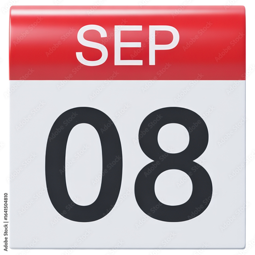 Poster september 8th calendar page displaying a specific date with bold numerals and month, ideal for remin