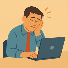 Illustration tired office worker vector minimalism Vector illustration minimalism