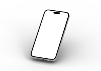 High-quality photo of a modern smartphone with a blank screen, perfect for app presentations or website mockups.