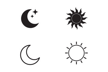 Sun and moon icon isolated on white background. Day and night. Vector illustration.