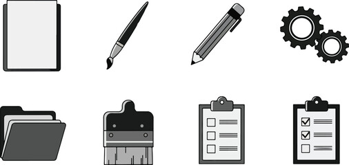 Set of office tools flat design