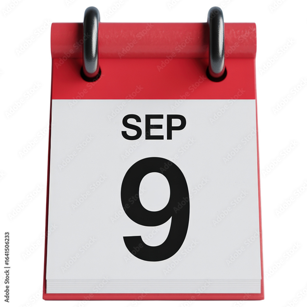 Poster september 9th calendar page displaying a specific date with bold numerals and month, ideal for remin