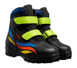 Junior cross-country ski boots with colorful design and easy-entry system