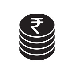 Indian rupee coin stack silhouette logo design, clip art vector