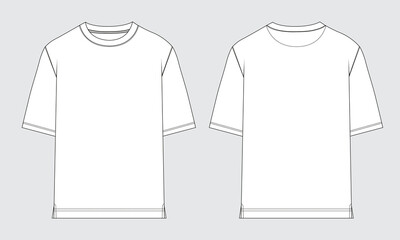 T shirt technical drawing template front and back