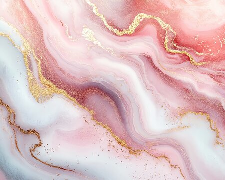 Elegant pink marble texture with golden accents. - Powered by Adobe