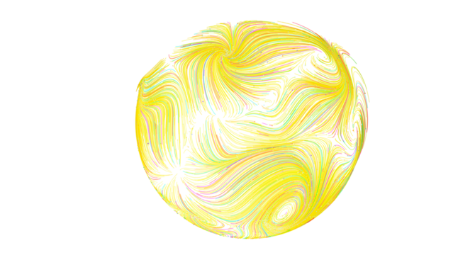 Artistic image of a yellow sphere with swirling lines. Perfect for backgrounds or design elements.