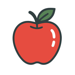 Vibrant Red Apple Illustration Fresh, Healthy Fruit Icon for Design and Education (High-Resolution Image)
