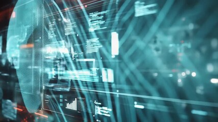 Futuristic server room showing complex data analysis and processing information - Powered by Adobe