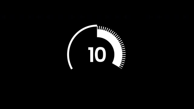 Modern 15 second countdown animation on black background. 4K Video