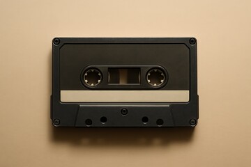Obraz premium Vintage black audio cassette tape on a neutral background