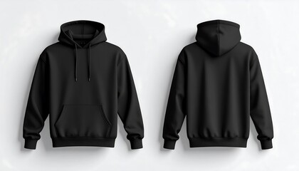Black hoodie mockup front and back view