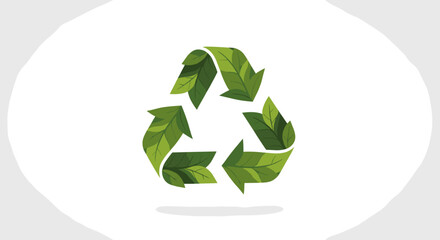 Green recycle symbol with leaf