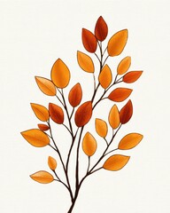 Autumnal branch with vibrant fall leaves