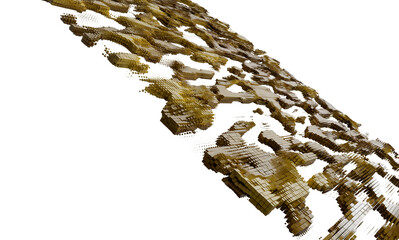 3D render of abstract gold cube texture. Perfect for backgrounds, presentations, and design projects.