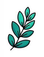 Simple teal-colored branch with leaves