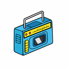 Retro Blue Boombox with Cassette Player and Radio

