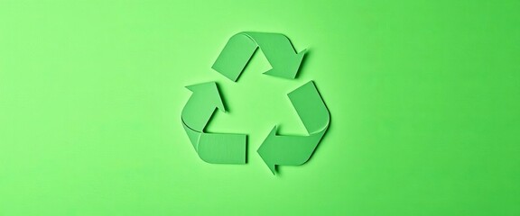 Obraz premium Green and beige papercut Earth encircled by a recycle symbol, sustainability, recycle symbol