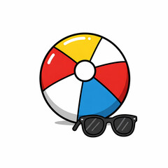 Obraz premium Beach Ball and Sunglasses for Summer Vacation