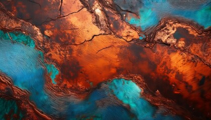 abstract textured copper and verdigris surface with rich colors